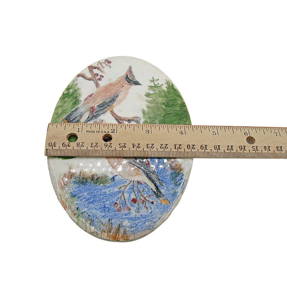Vintage Wheeling Multicolor Cardinal Birds Outdoor Wildlife Scenery Tile Pottery - Picture 6 of 10